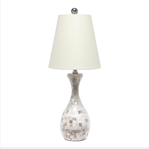 Lalia Home Malibu Curved Mosaic Seashell Table Lamp with Chrome Accents LHT-5062-MO
